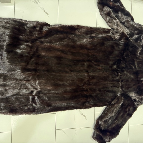 Vintage Women's Long Full CANADA Mink Fur Coat Dark Brown Hollywood Regency - Picture 10 of 10